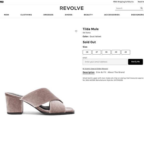 Sold Sana Tilda Mule in Black Velvet Size 37 - Picture 10 of 10